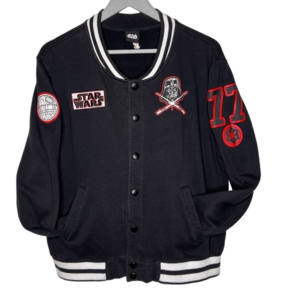 Star Wars Darth Vader Varsity Bomber Jacket Youth Size L Lightsaber Dark Side - Picture 12 of 12